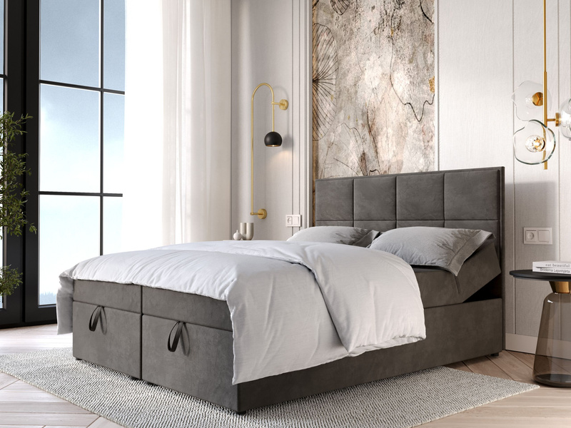 Łóżko tapicerowane, kontynentalne ROMA 140x200 cm, Sprężyny, Pojemniki, Rozmiary