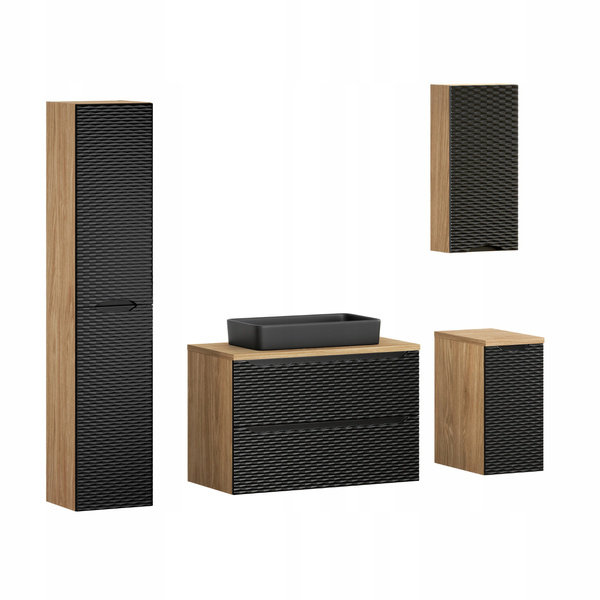 Meble łazienkowe OCEAN BEIGE 90, Umywalka nablatowa, Dąb/Beż, 2 KOLORY