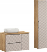 Meble łazienkowe OCEAN BEIGE 90-2, Umywalka nablatowa, Dąb/Beż, 2 KOLORY
