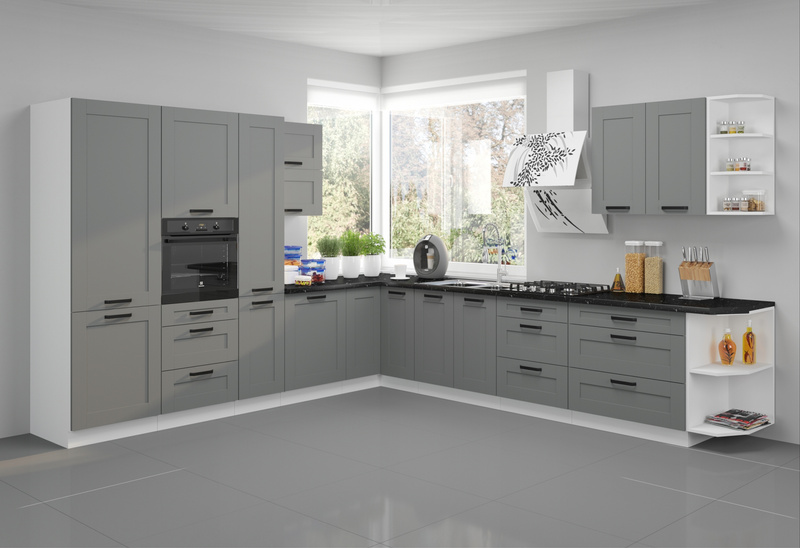 Meble kuchenne zestaw LUNA DUST GREY / BIAŁY kuchnia szafki 150cm