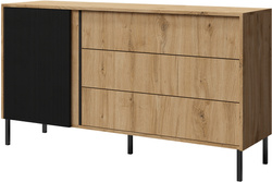 Komoda MIA 3, Komoda 145cm, MDF, Dąb Odwieczny / Czarny