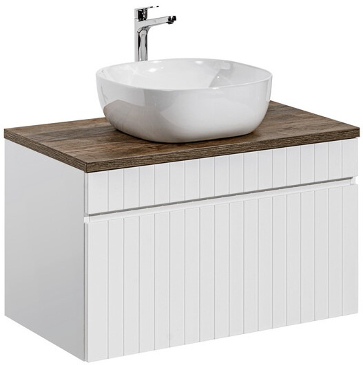 Zestaw meblowy 80cm z blatem i umywalką, Meble łazienkowe ICONIC Biały