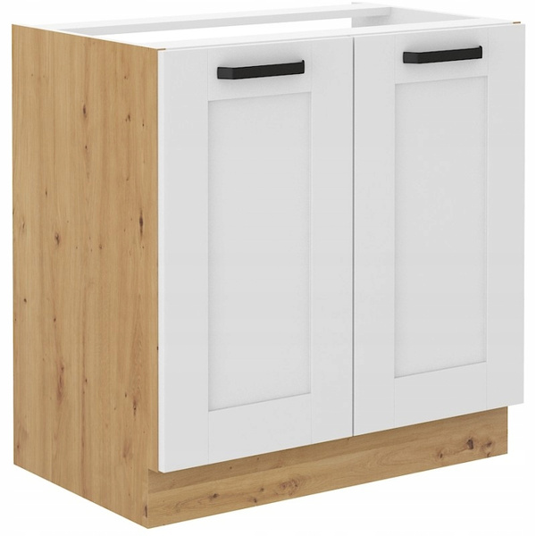 Szafka kuchenna dolna LUNA 80 ZL 2F BB BIAŁY MAT/DĄB ARTISAN