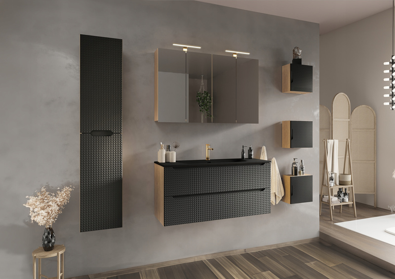 Szafka pod umywalkę 80cm, Meble łazienkowe LUXOR Dąb Olejowany / Beż