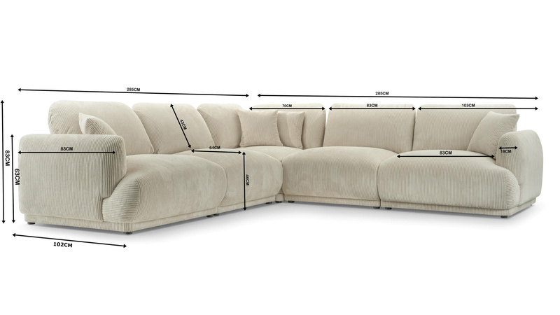 Narożnik CHACCO 285 cm, Narożnik Modułowy, Wygodny, Do Salonu