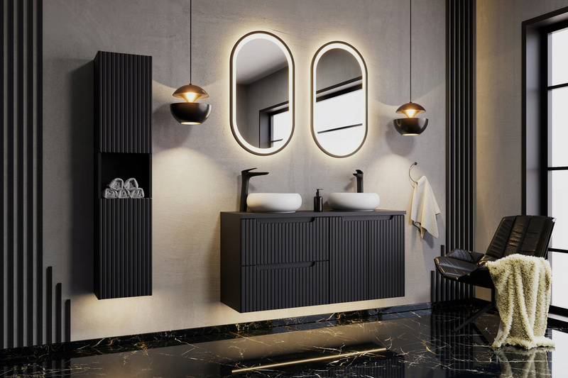 Meble łazienkowe NOVA BLACK 80, Umywalka nablatowa, Czarny, 3 KOLORY