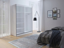 Szafa przesuwna OSLO II 120cm, Szafa z Lustrem Biały / Czarny