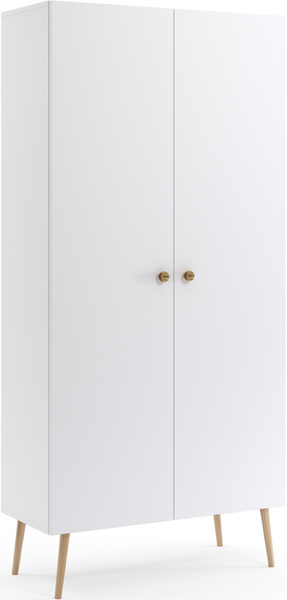 Szafa BOHO uchylna, drewniane nogi BIAŁY MAT pięć półek