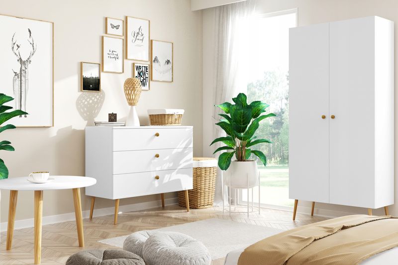 Zestaw mebli BOHO Stolik + Komoda + Szafa RÓŻ