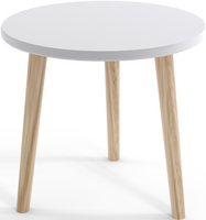 Stolik kawowy BOHO ława, drewniane nogi BIAŁY MAT