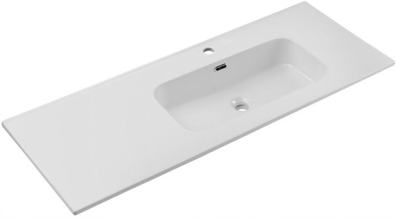 Umywalka meblowa jednokomorowa GO 120cm z blatem ceramicznym Biały Połysk