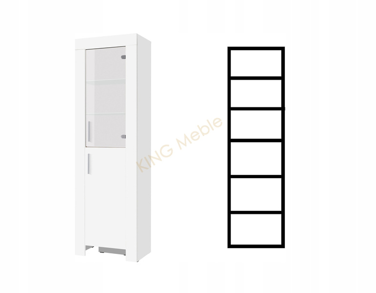 Witryna CEZAR 6P, Witryna 60cm, Meble do Salonu CEZAR, LED, Biała