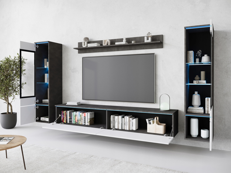 Meblościanka Zestaw mebli VERA II salon Matera / Biały Połysk