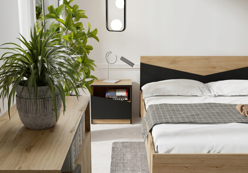 Meble do sypialni, Zestaw mebli ASTON, Dąb Odwieczny / Czarny