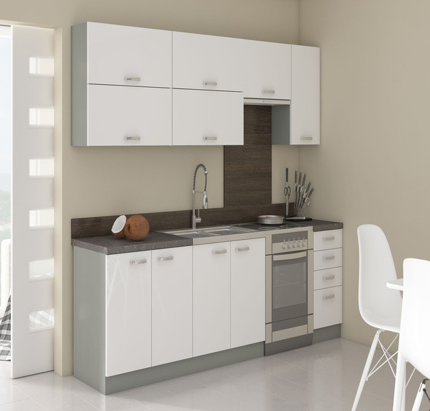 Front do zmywarki 60 cm z panelem sterującym z góry ZM 713x596 BIAŁY POŁYSK, SZARY PLATYNOWY, Meble Kuchenne BIANCA