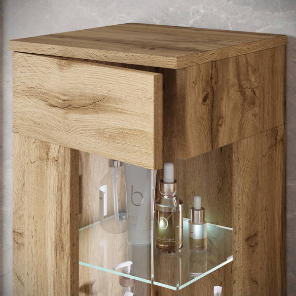 Meble łazienkowe NAIROBI umywalka, lustro DĄB WOTAN