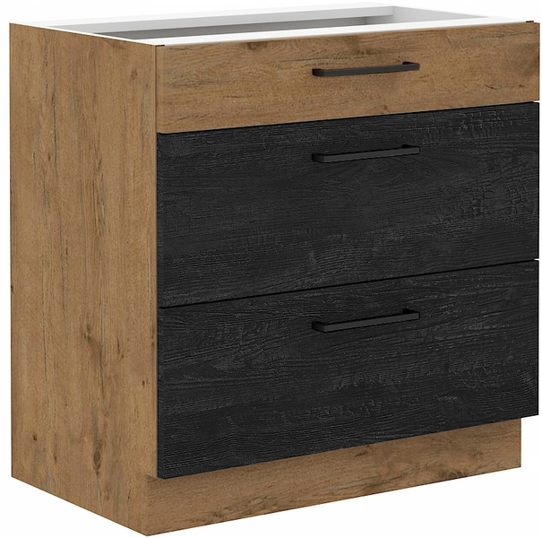 Szafka kuchenna dolna VIGO 80 D 3S BB DARK WOOD / DĄB LANCELOT