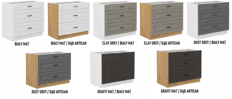 Szafka kuchenna dolna STILO 80 D 3S BB CLAYGREY/BIAŁY MAT