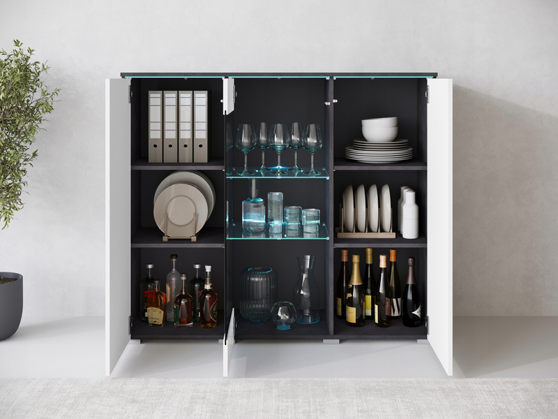 Witryna VERA HIGHBOARD 120 Matera / Biały Połysk