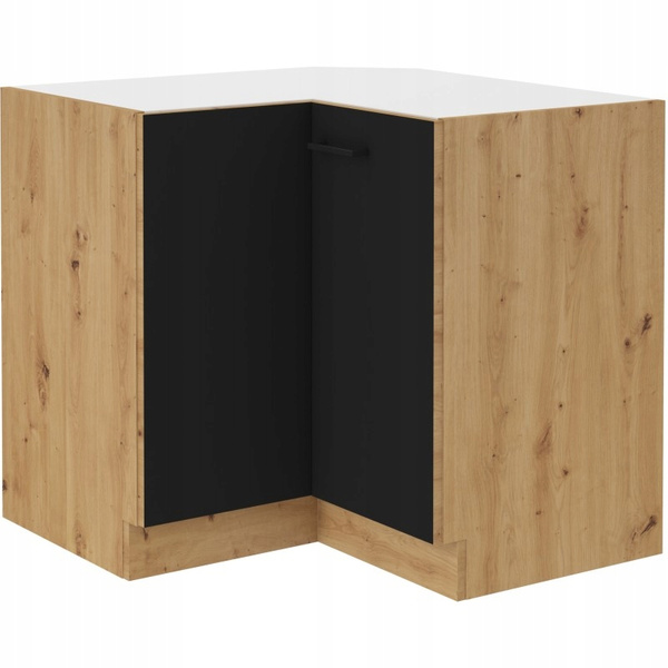 Szafka kuchenna dolna narożna MODENA 90x90 DN 2F BB CZARNY MAT/DĄB ARTISAN