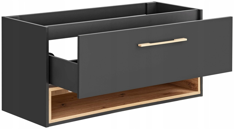 Szafka pod umywalkę 120cm, Meble łazienkowe BORNEO Szary Kosmos/Dąb Artisan