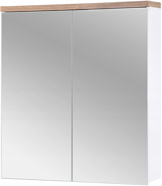 Szafka z lustrem 840, Meble łazienkowe BALI Dąb Craft / Biały Połysk
