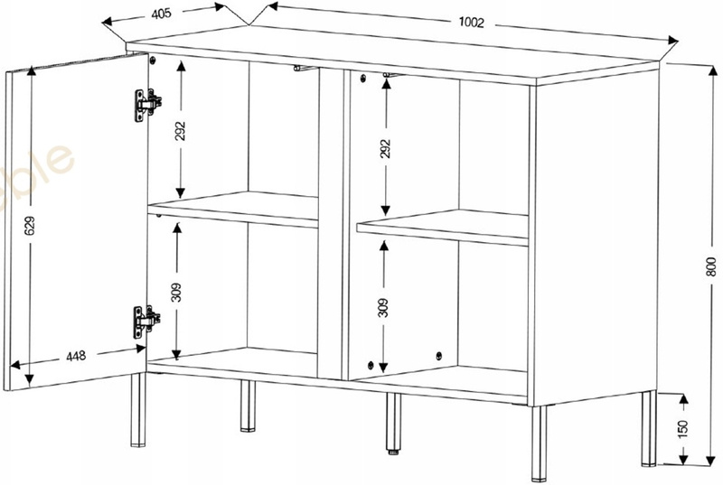 Komoda MIA 4, Komoda 100cm, MDF, Dąb Odwieczny / Czarny