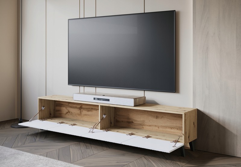 Szafka RTV PHUKET 190 Dąb Artisan / Białe Ryfle