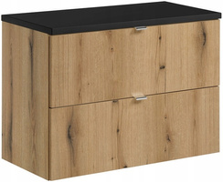 Zestaw meblowy 80cm z blatem, Meble łazienkowe NOVA Dąb Coast Evoke/Czarny