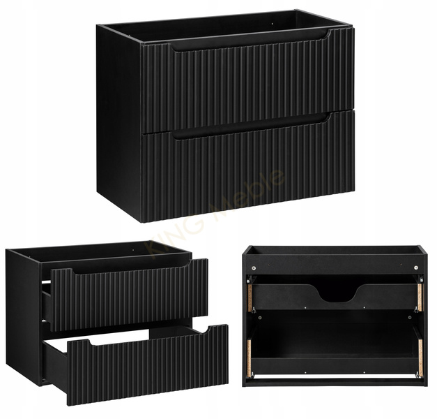 Meble łazienkowe NOVA BLACK 80, Umywalka nablatowa, Czarny, 3 KOLORY