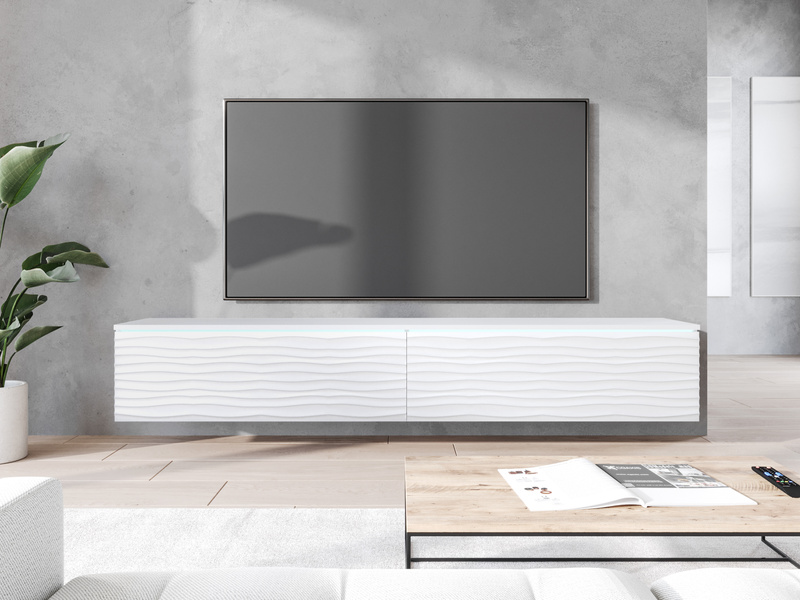 Szafka RTV Lowboard D 180cm BIAŁY / FALA MDF