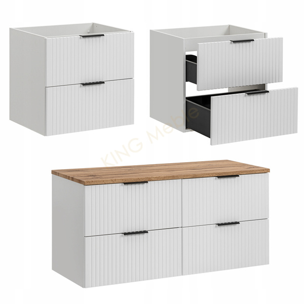 Meble łazienkowe ADEL WHITE 120, 2x umywalka nablatowa, Lustro, LED