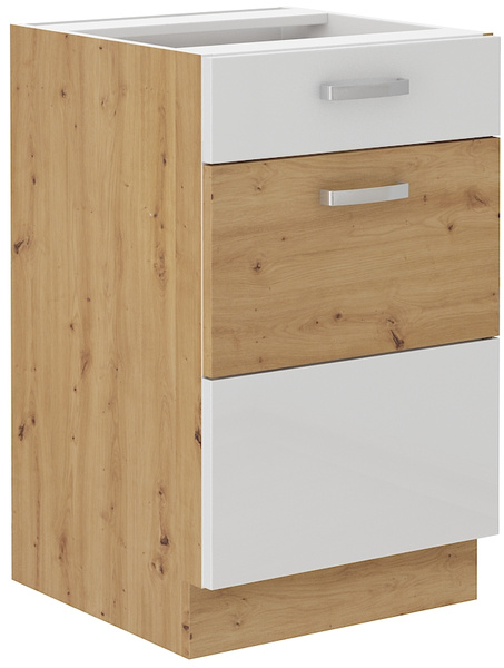 Meble Kuchenne ARTISAN 150 cm, BIAŁY POŁYSK, DĄB ARTISAN