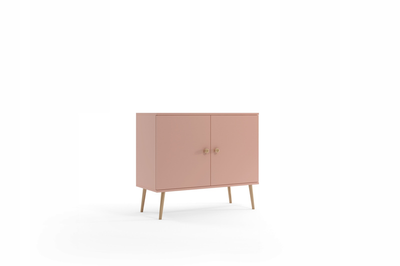 Komoda BOHO drewniane nogi, uchylne drzwi DĄB CRAFT ZŁOTY