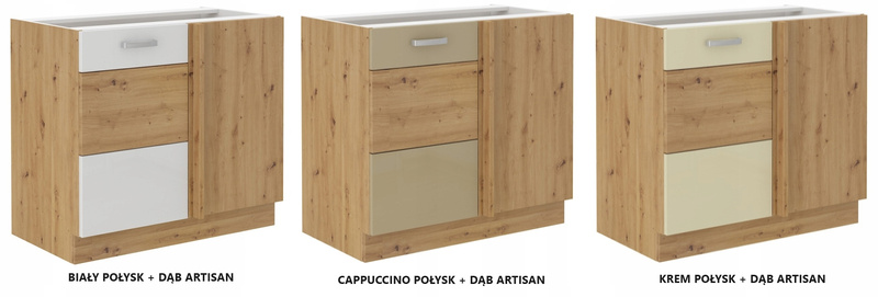 Szafka kuchenna dolna ARTISAN 105 DN 1F BB BIAŁY POŁYSK / DĄB ARTISAN