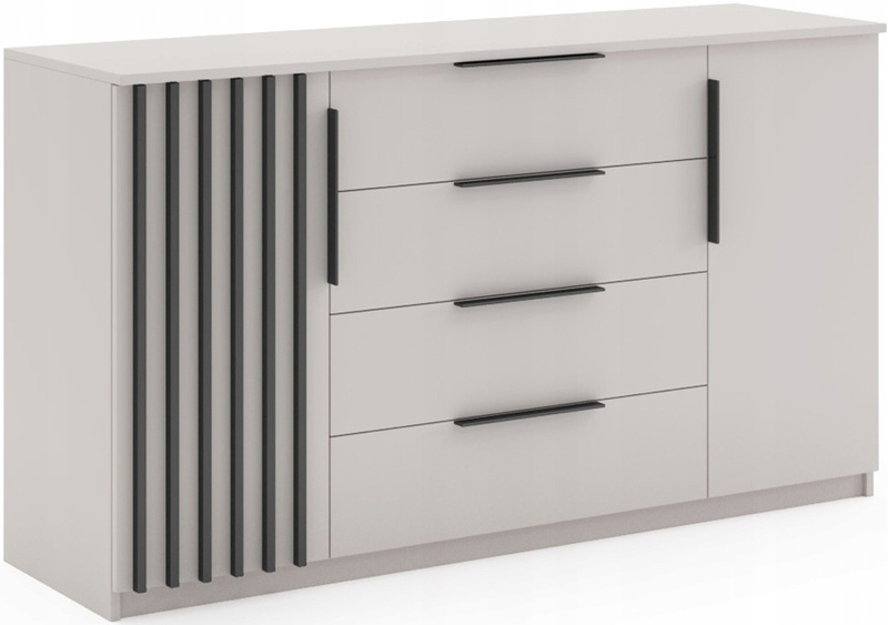 Komoda loftowa SORENTO 160cm lamele szuflady Kaszmir / Czarny