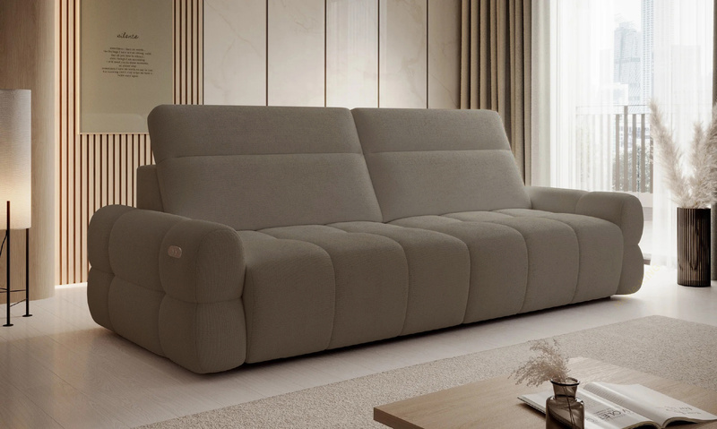 Sofa rozkładana MATEO Bigsofa 264 cm, Elektryczny wysuw siedziska, Zagłówki