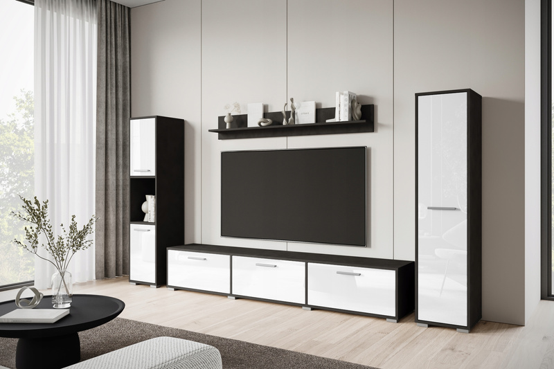 Meblościanka Zestaw mebli BOGOTA XL salon Matera / Biały Połysk