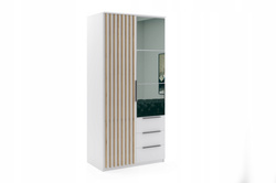 Szafa loftowa SORENTO 100cm lustro, lamele BIAŁY / DĄB CRAFT ZŁOTY