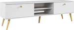 Szafka RTV BOHO z szufladami, drewniane nogi BIAŁY MAT