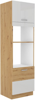 Szafka kuchenna wysoka, słupek pod zabudowę piekarnika i mikrofali 60 DPM-210 2F DĄB ARTISAN BIAŁY POŁYSK, Meble Kuchenne ARTISAN