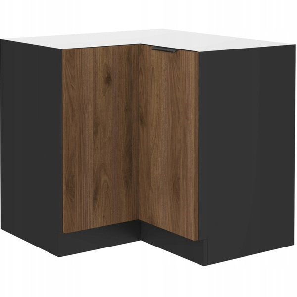 Szafka kuchenna dolna narożna MONZA 90x90 DN 2F BB ORZECH OKAPI/CZARNY MAT