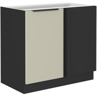 Szafka kuchenna dolna narożna ARONA 105 ND 1F BB CASHMERE / CZARNY MAT