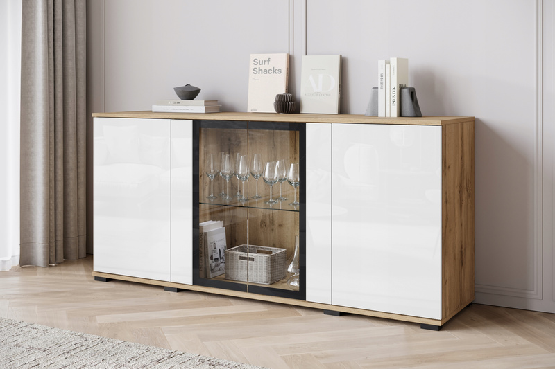 Komoda CARO 154 Biały / Biały Połysk