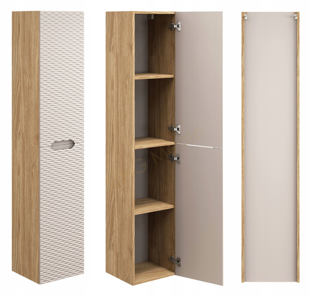 Meble łazienkowe OCEAN BEIGE 120, Umywalka nablatowa, Dąb/Beż, 2 KOLORY