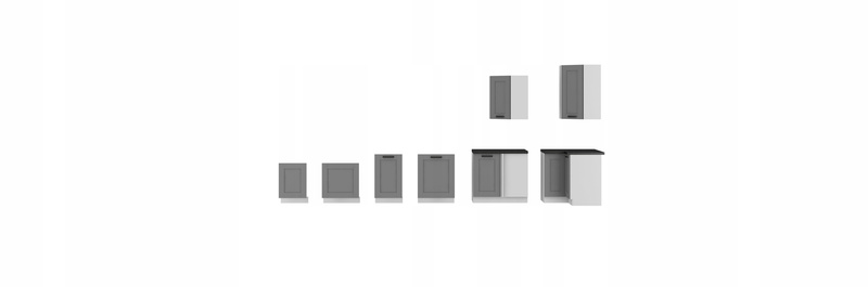 Meble kuchenne zestaw narożny LUNA DUST GREY / BIAŁY kuchnia szafki