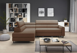 Narożnik z funkcją spania LIVIO 249 cm, Rozkładany, Zagłówki, Pojemnik