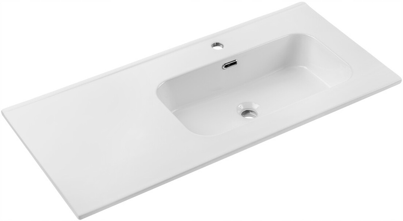 Umywalka meblowa jednokomorowa GO 100cm z blatem ceramicznym Biały Połysk