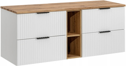 Meble łazienkowe ADEL, Zestaw meblowy 140cm BIAŁY / DĄB WOTAN