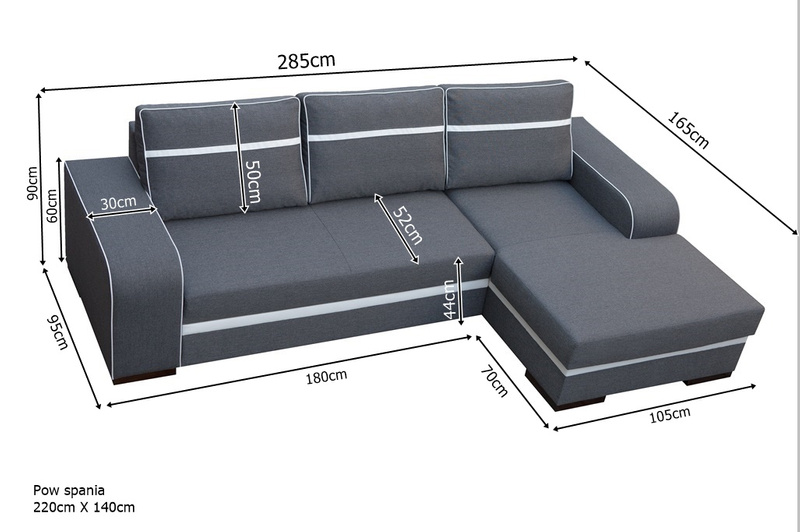 Narożnik z funkcją spania FINN 285 cm, Rogówka